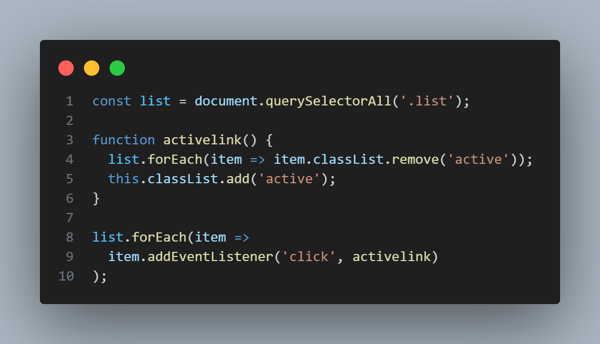 JavaScript active class handling for navigation